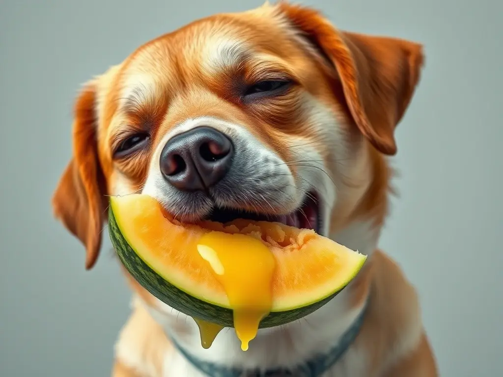 Fotorealista de un perro feliz felizmente masticando clementina