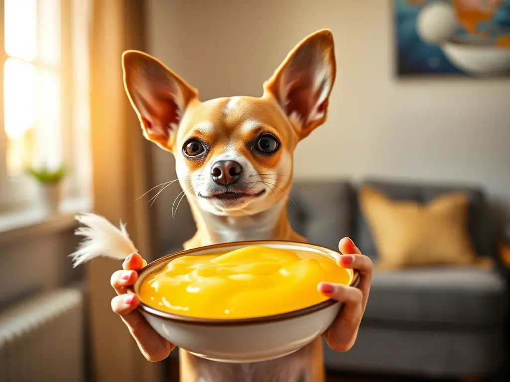 Retrato realista de un chihuahua con Membrillo, sol brillante, y buen detalle
