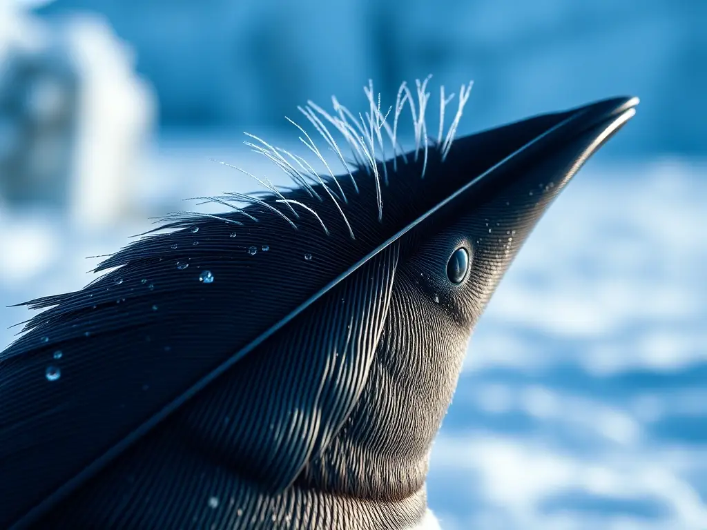 Macro hiperrealista de pluma de pingüino