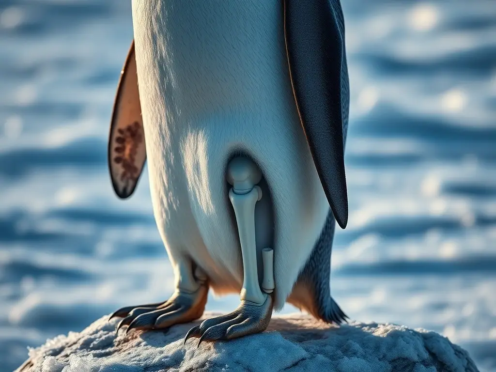 Pingüino antártico realista en 8K revela anatomía