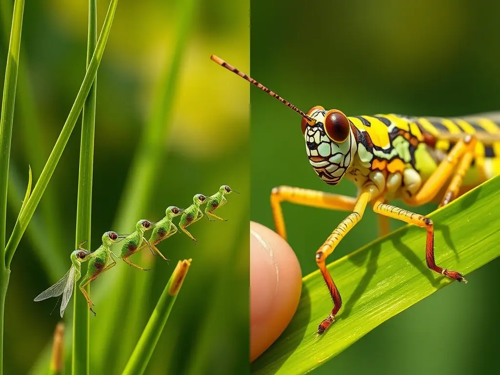 Portada fotorealista del ciclo del saltamontes