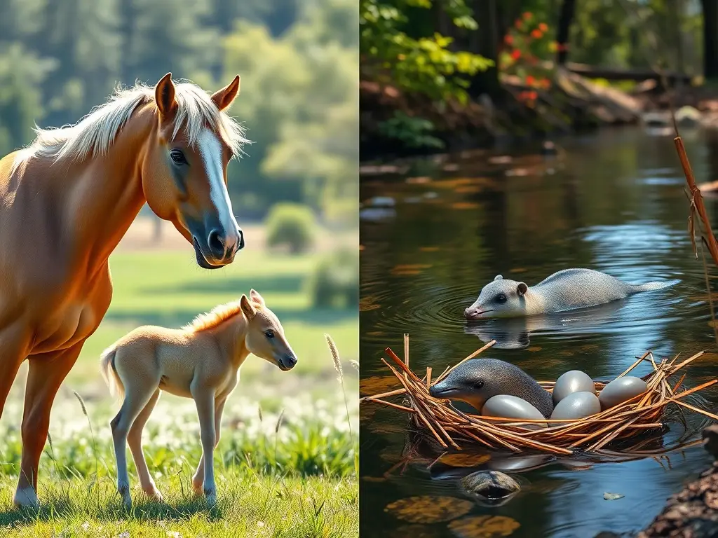 Portada científica: caballo vivíparo y platipo ovípero