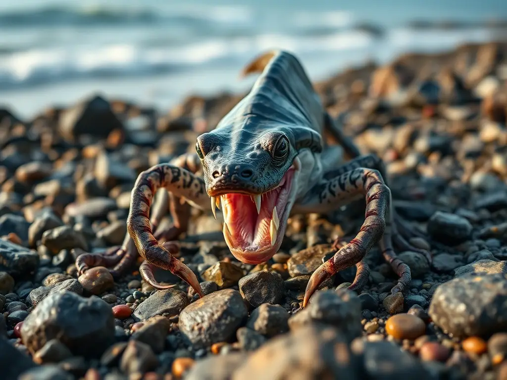 Imagen de un Mantarraya Venenosa en alta marea, realista y detallada