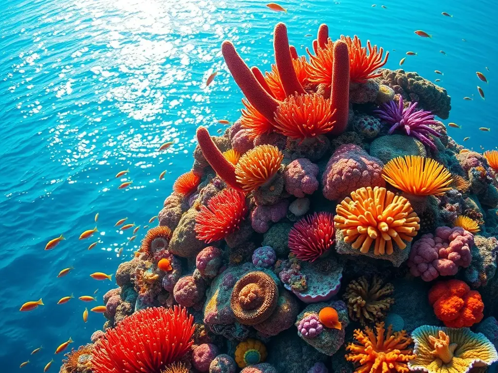 Imágenes realistas de arrecifes de coral vibrantes y exuberantes