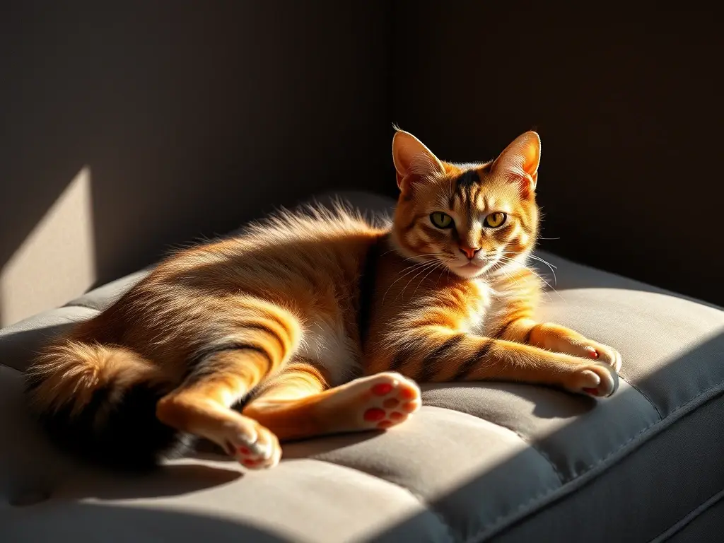 Imagen realista de un gato lujoso en un Cushion