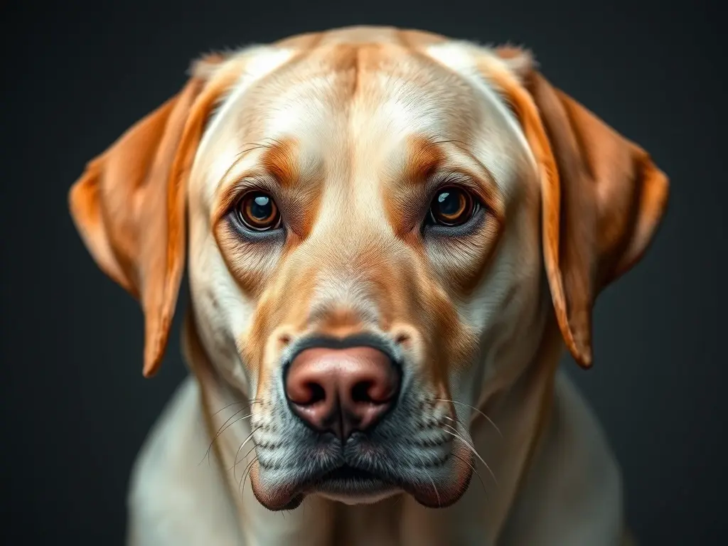 Foto realista de un Labrador retriever sano y relajado para un artículo sobre fiebre en perros
