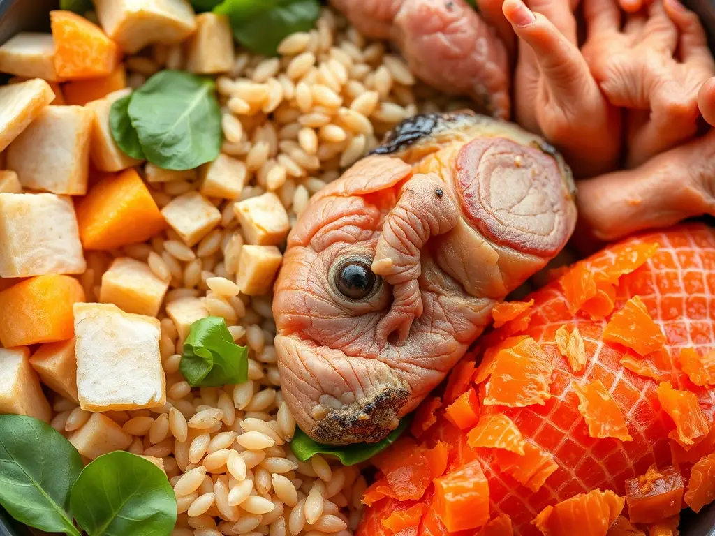 Colección fotografica realista de comida balanceada para perro