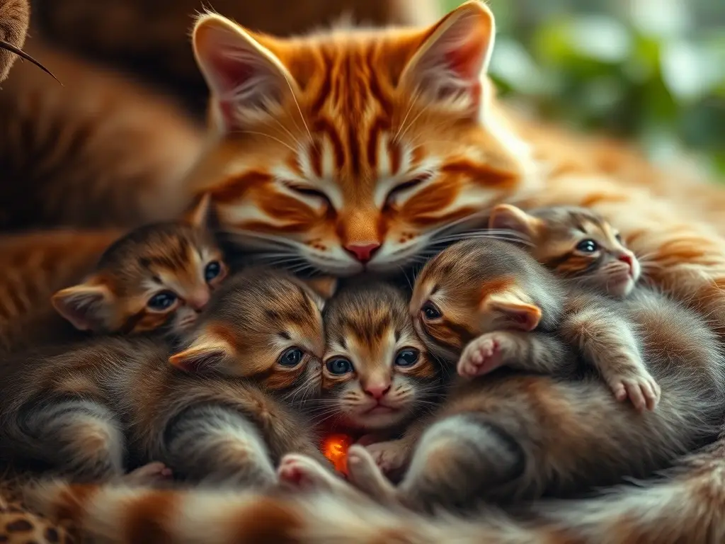 Una foto realista y exquisita de una madre gatú