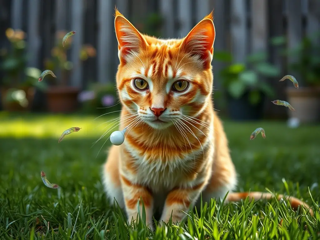 Gato anaranjado enfermo en retrato fotorrealista