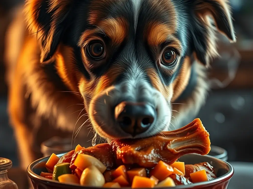 Un perro disfruta de una comida deliciosa