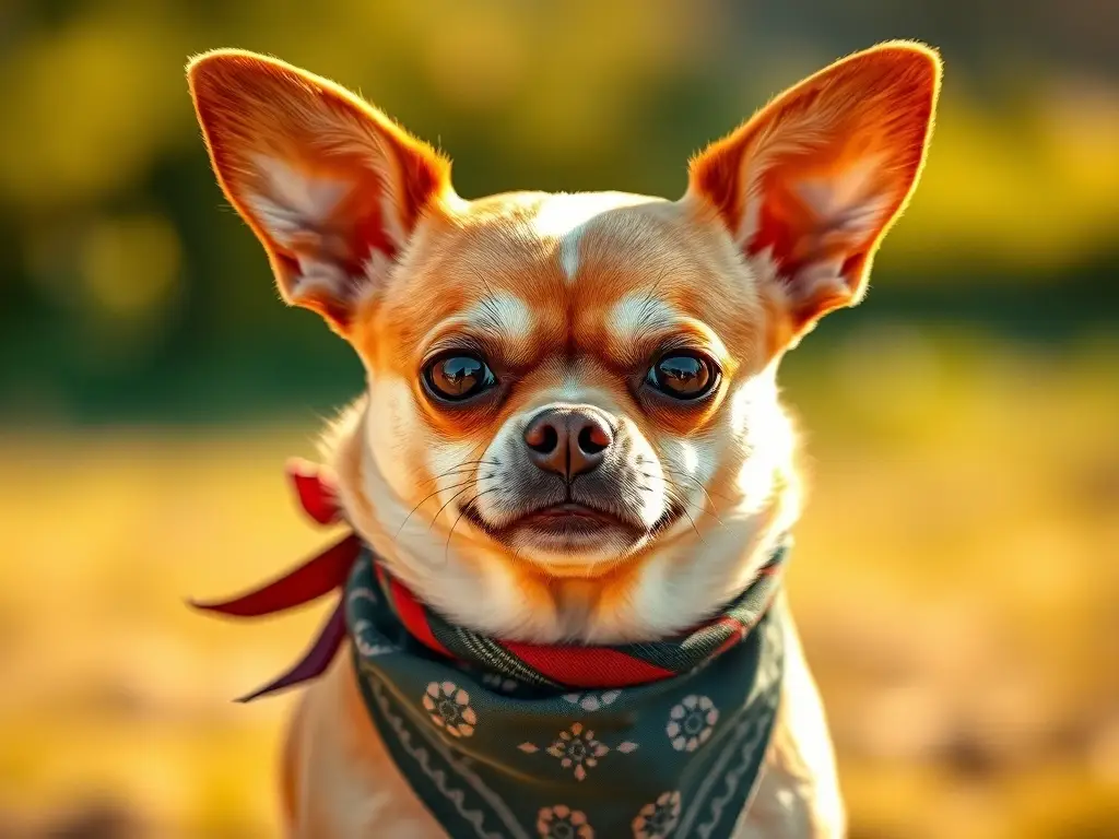Portrait de un Chihuahua chulo en bandana