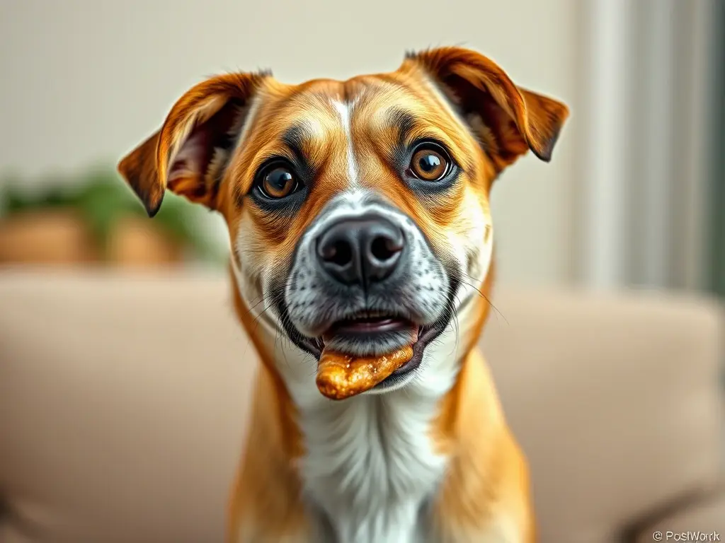 Foto de perro juguetón y decidido, mirando con confianza a su entorno