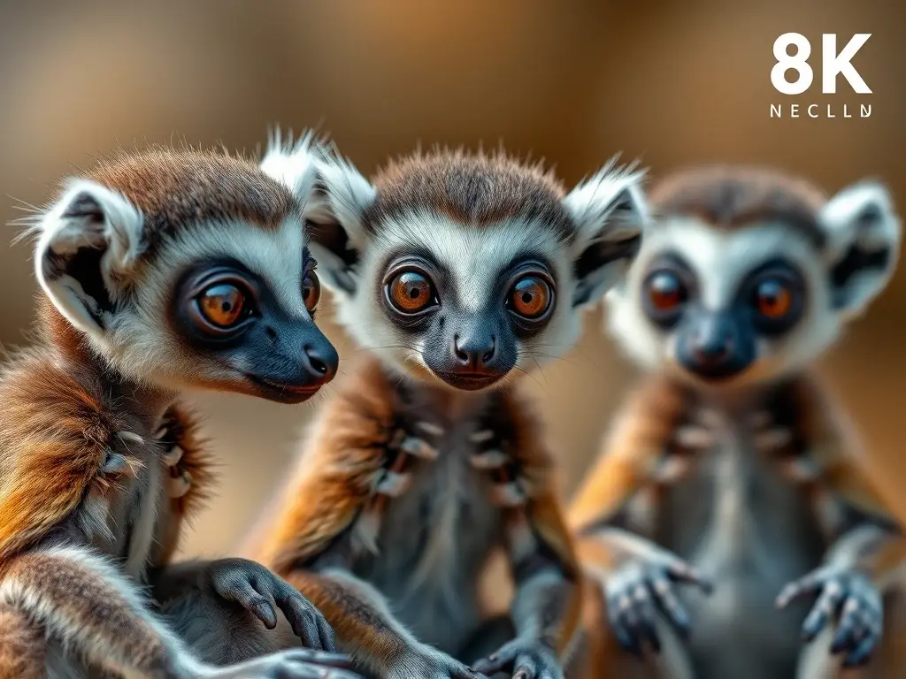 Imagen realista de una lemur malgache, detallada e impecable