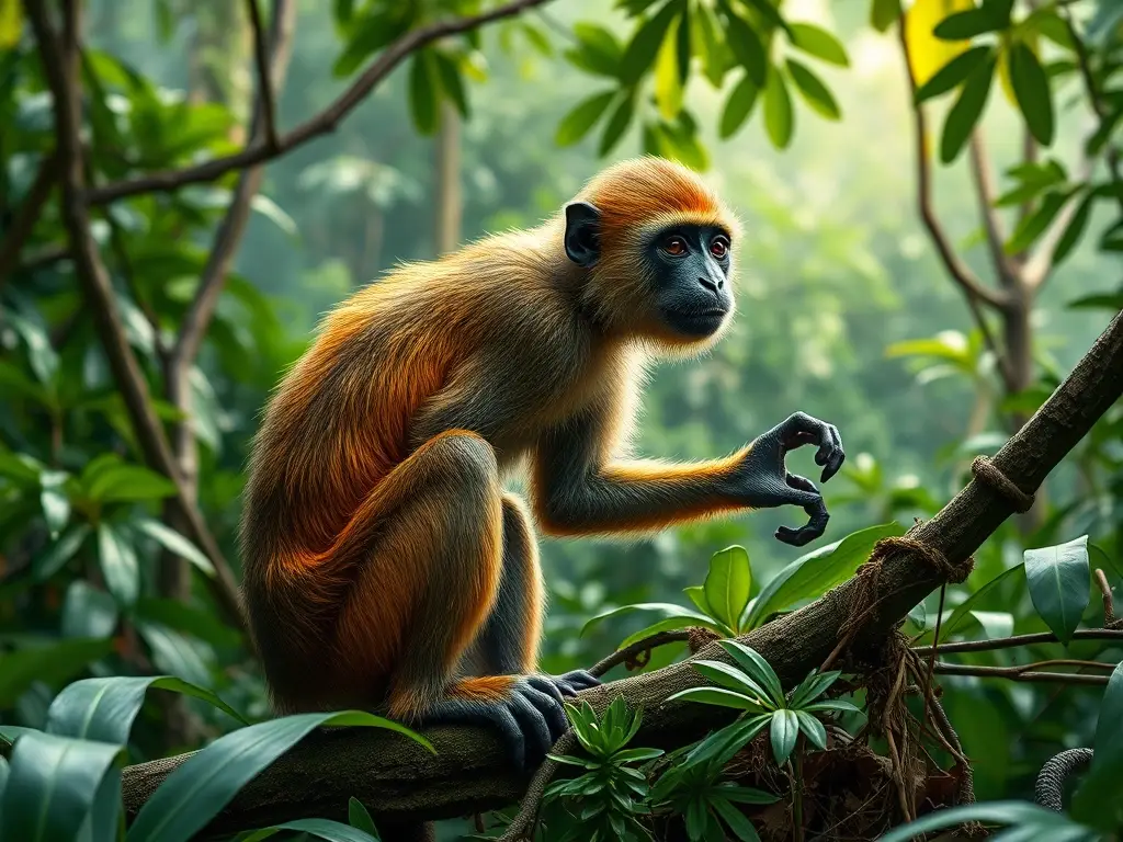 Fotografía realista del mono Tití Pigmeo en el Amazonas