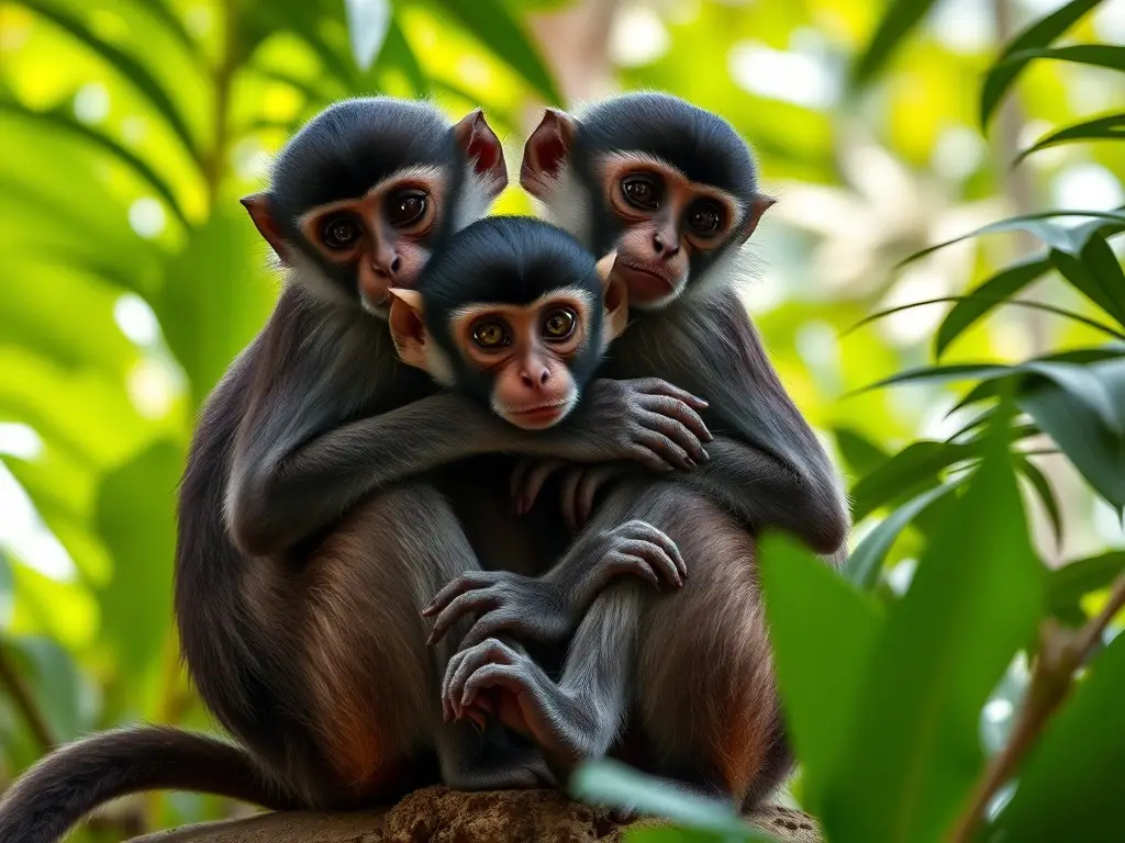 Fotografía realista de 10 especies de monos de América Latina