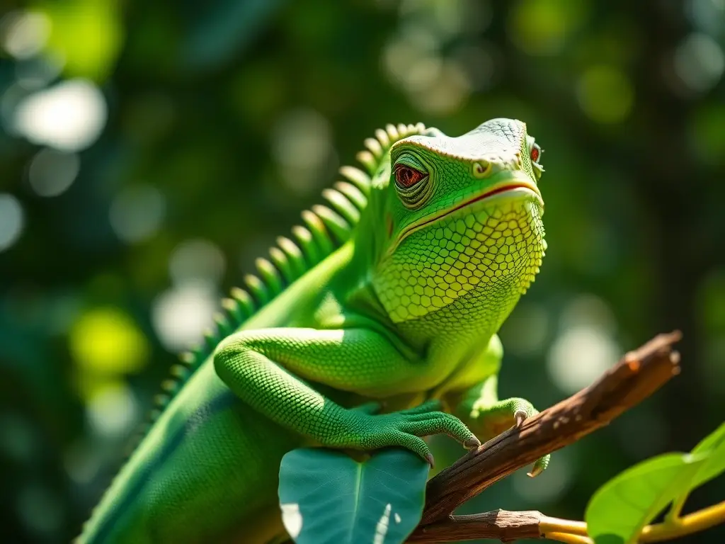 Un retrato en alta resolución de iguana verde