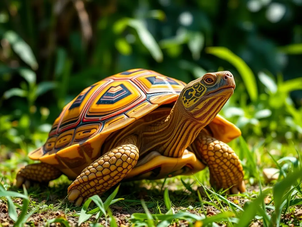 Imagen fotorealista de tortuga pintada, exuberante y detallada