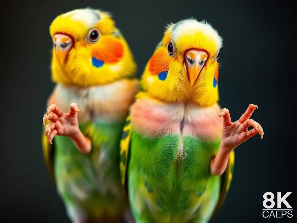 Arte con baby loros coloridos y realistas para un artículo