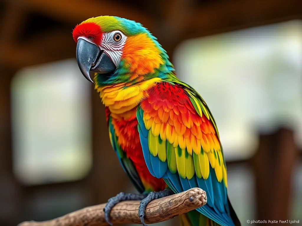 Unaparrot realista de colores vibrantes, maestro, retrato de detalles