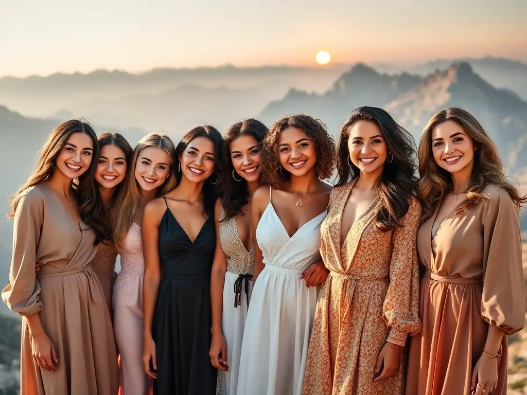 Un retrato épico de mujeres hermosas y diversas con una luz mágica