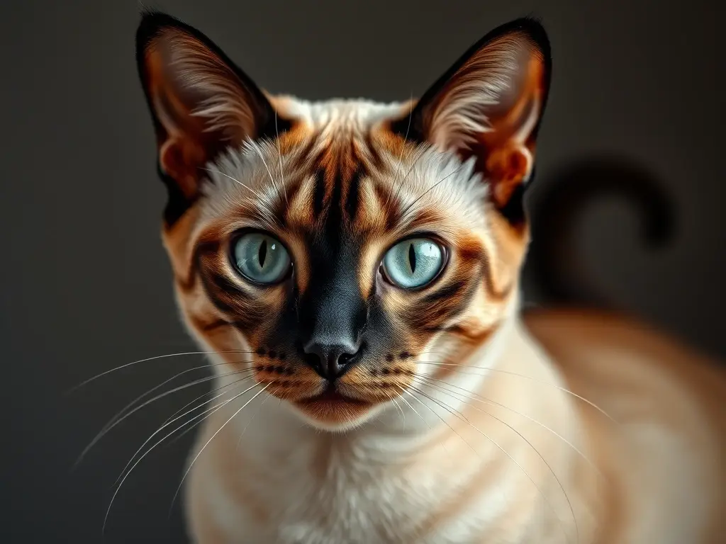 Fotorealista de gatito siamés, brillante y fiel
