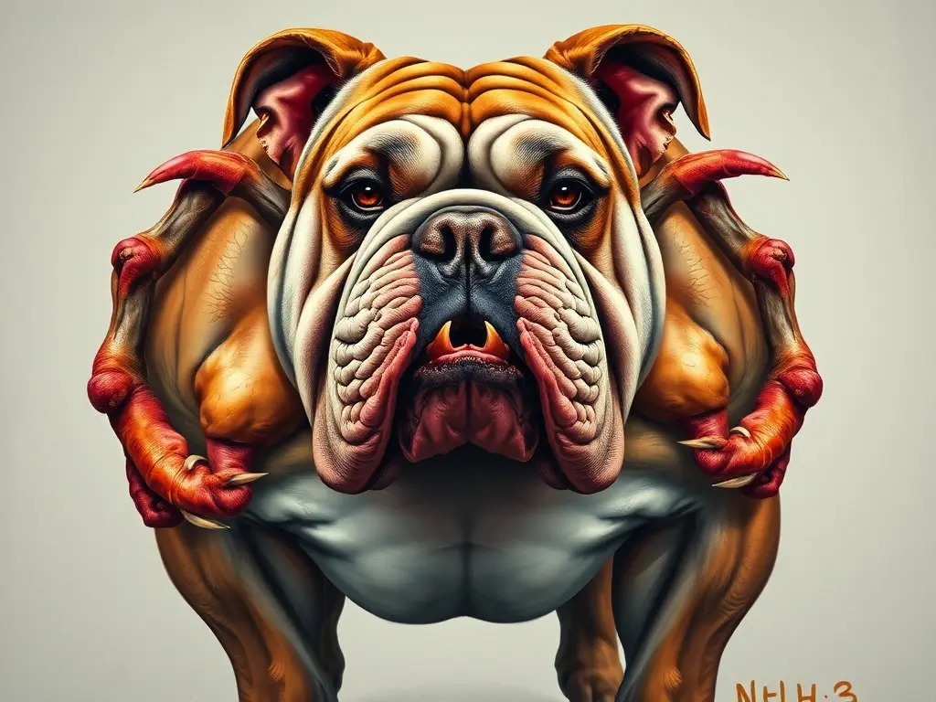 Un retrato photorealista detallado de un perro bulldog musculoso