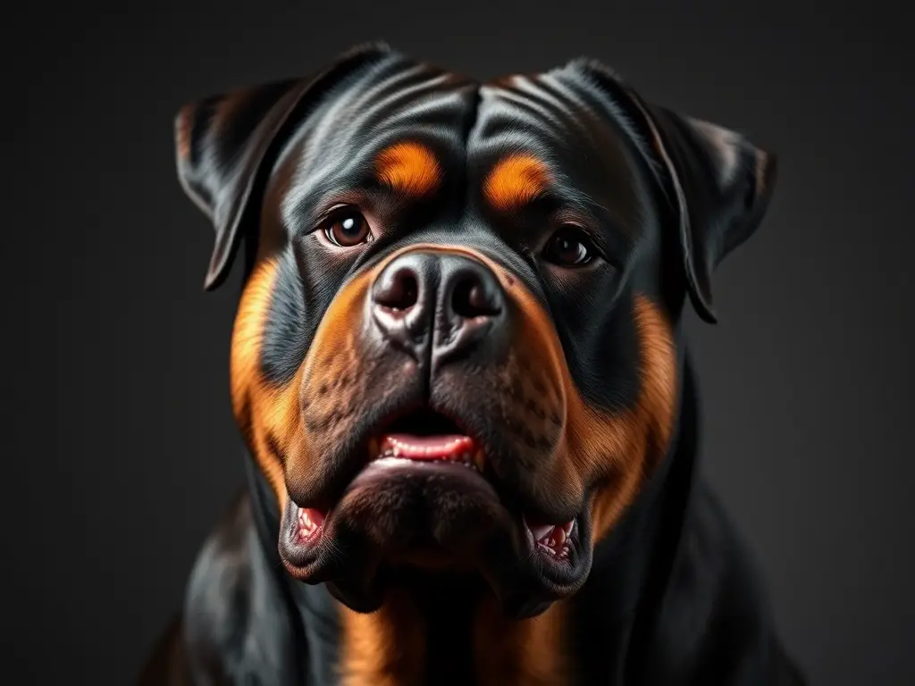 Foto portada realista de Rottweiler para artículo sobre nombres de origen alemán