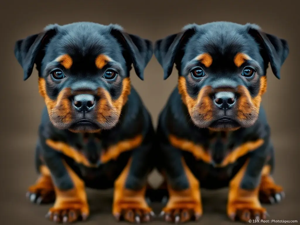 Collage de Rottweiler puppies realistas y complejos