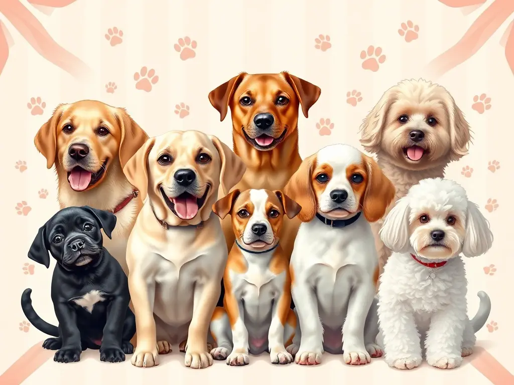 Portada fotorrealista con perras de distintas razas