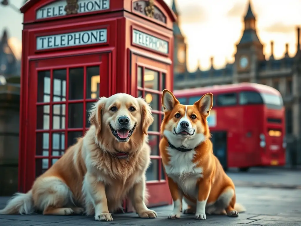 Perro y corgi en cabina roja