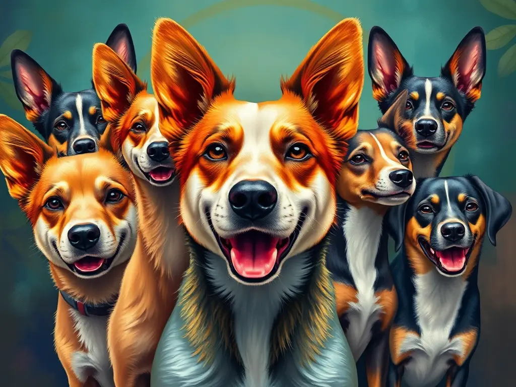 Retratos de perros mexicanos vibrantes, photorealistas y detallados