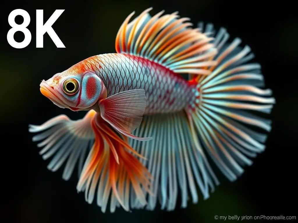 Fotografía realista de betta, brillante y detallada, sin texto
