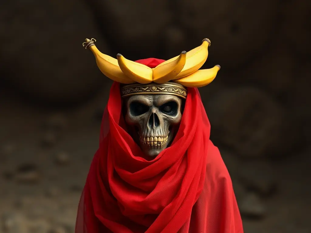 Imagen realista de una diadema de plátano mexicano en ropa roja