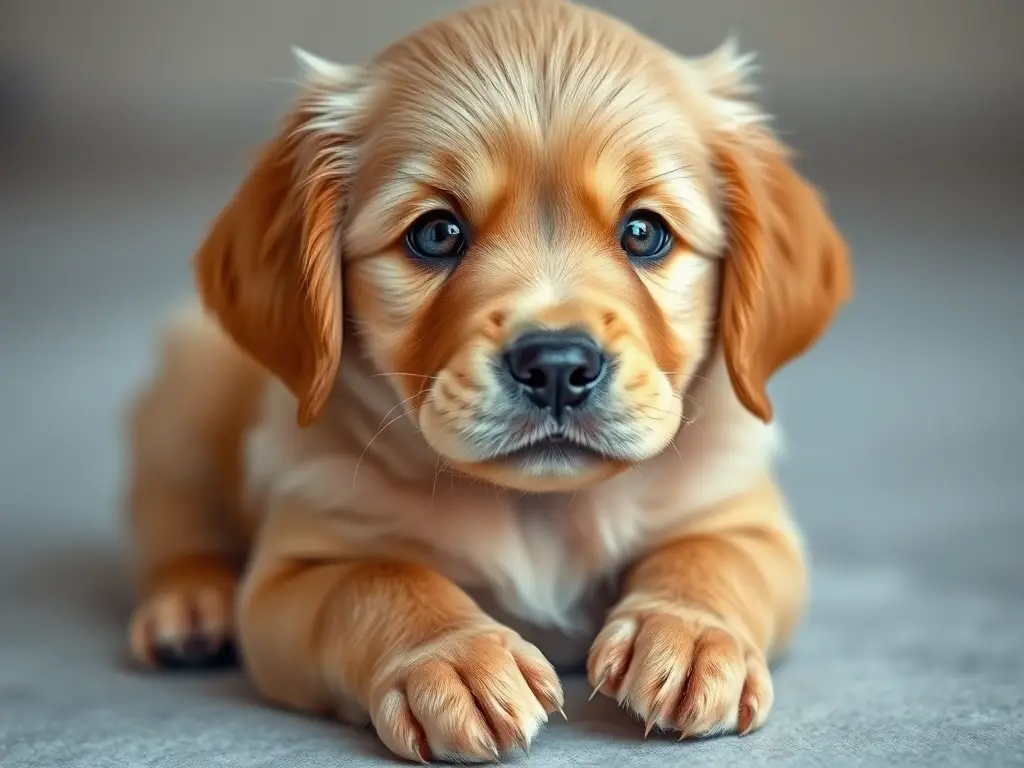 Portrait de un cachorro golden retriever glamuroso y realista