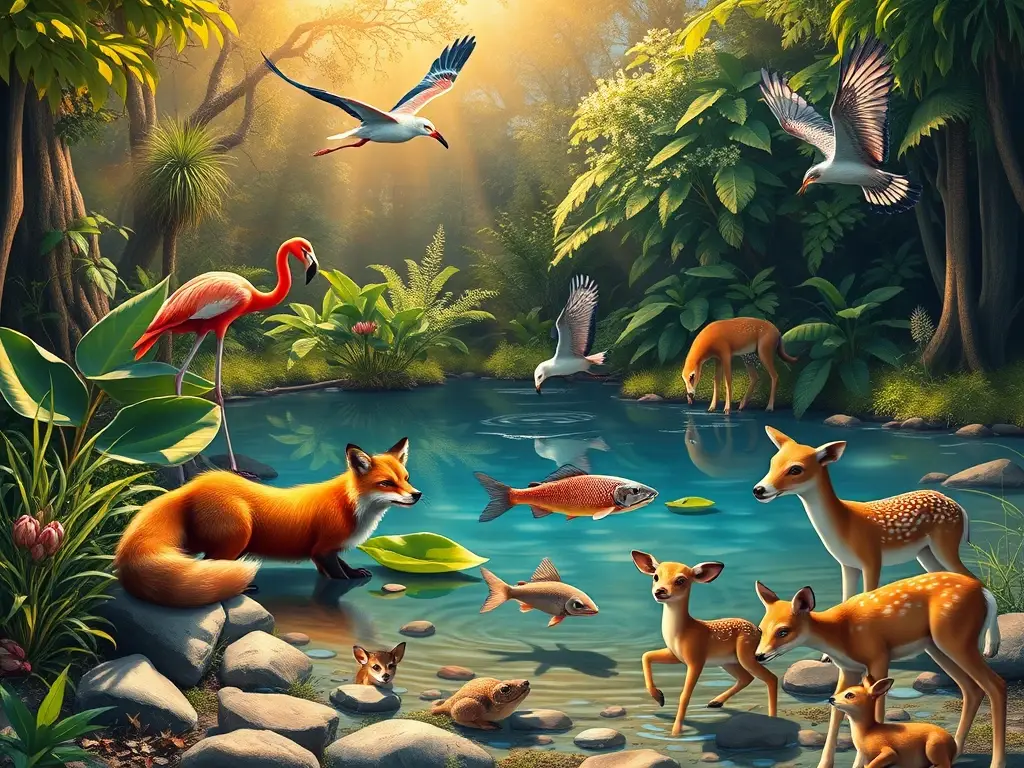 Ilustración fotorrealista de animales con “F”