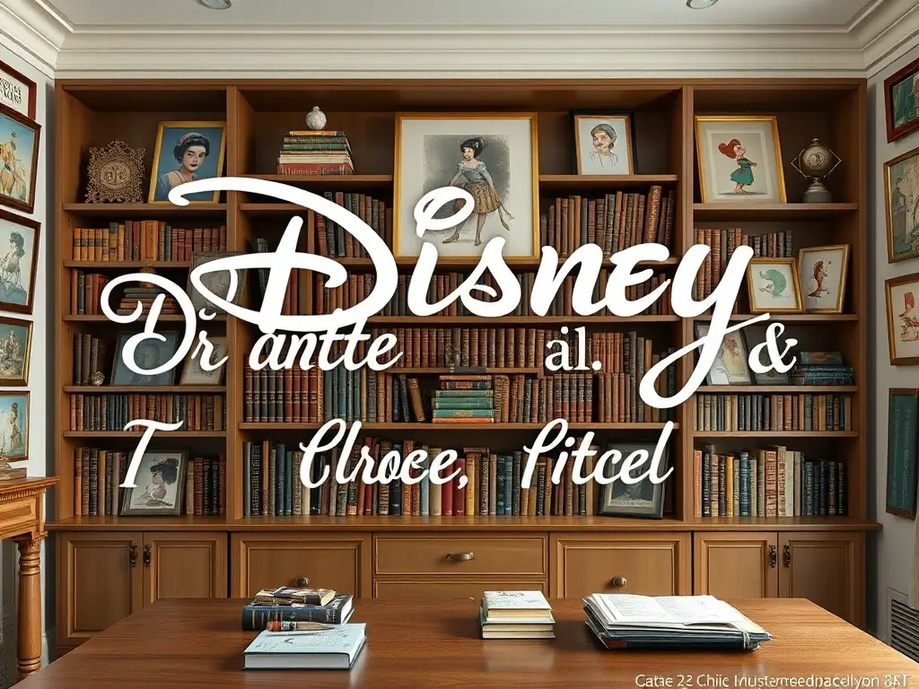 Collage de personajes Disney elegantes en una habitación vintage, artística y nítida