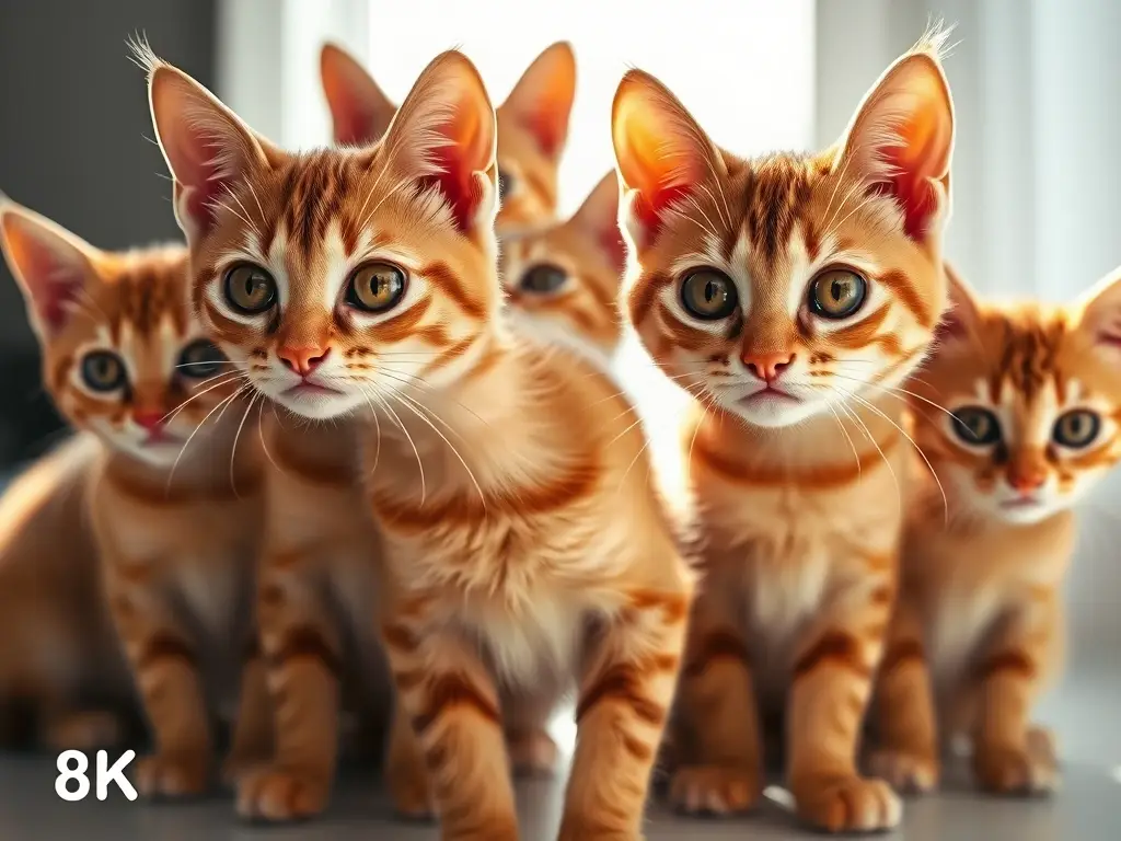 Foto realista de gatos gimmes con ojos grandes, fingering y brillos