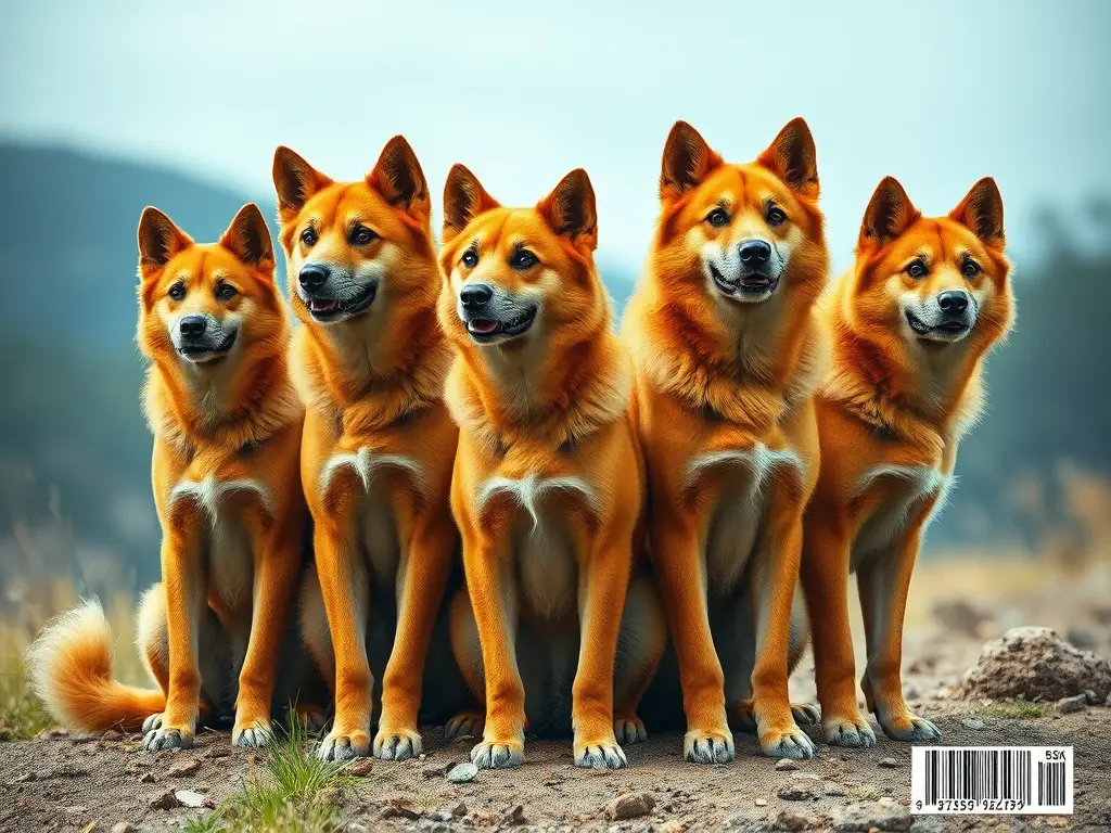 Fotografía realista de perros de razas diferentes con pelaje naranja vibrante
