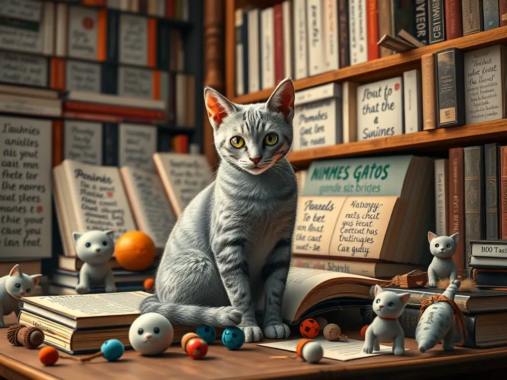 Fotografía fotorealista de un libro con gatos gris con luz atardecer
