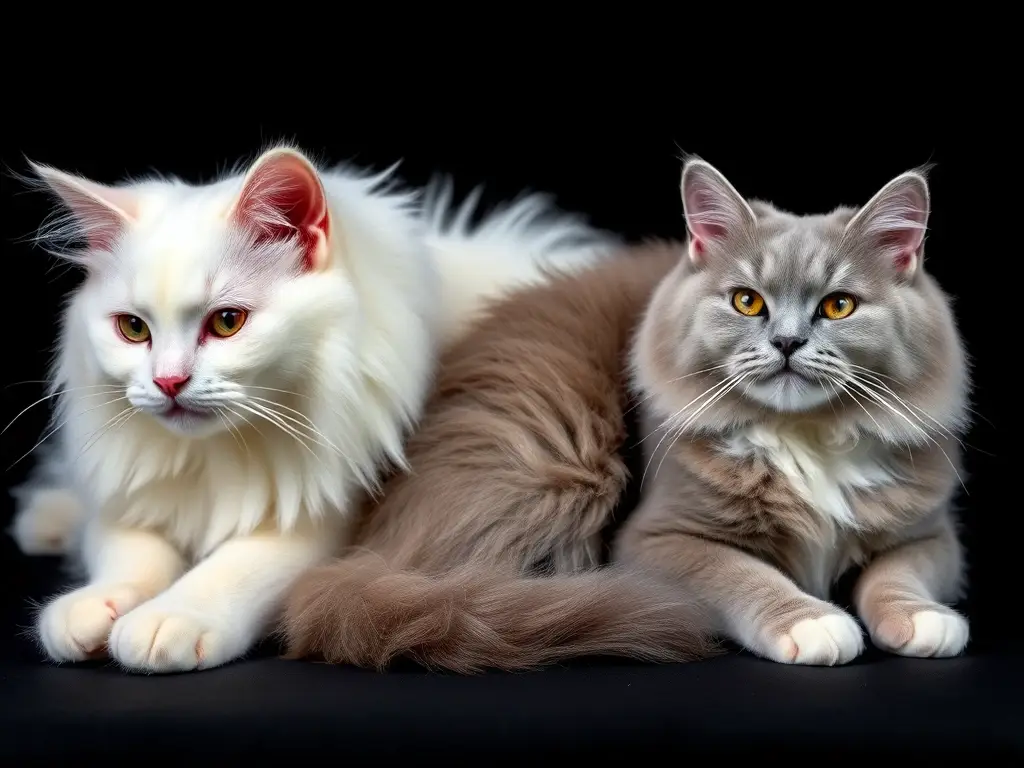 Fotografía realista de gatos blancos y gris para un artículo