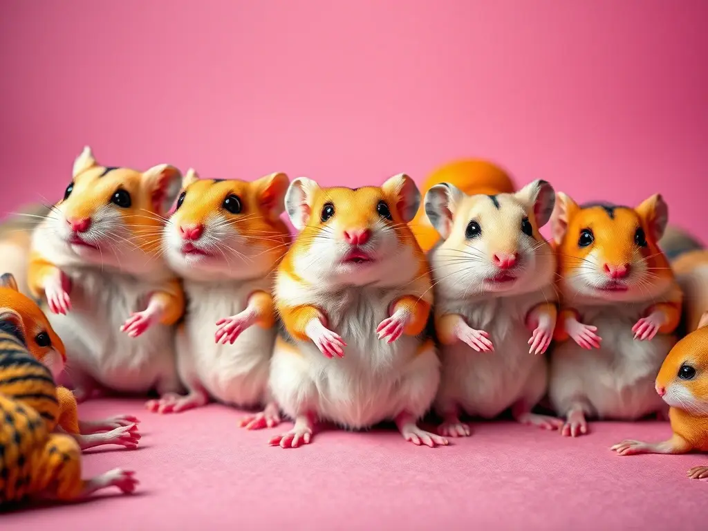 Fotografía realista con diseño multicolor para una publicación sobre nombres de hamster