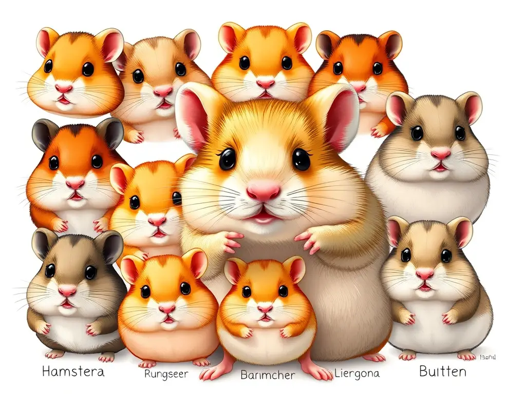 Un collage de ilustraciones de roedores con nombres inspirados en la dulzura