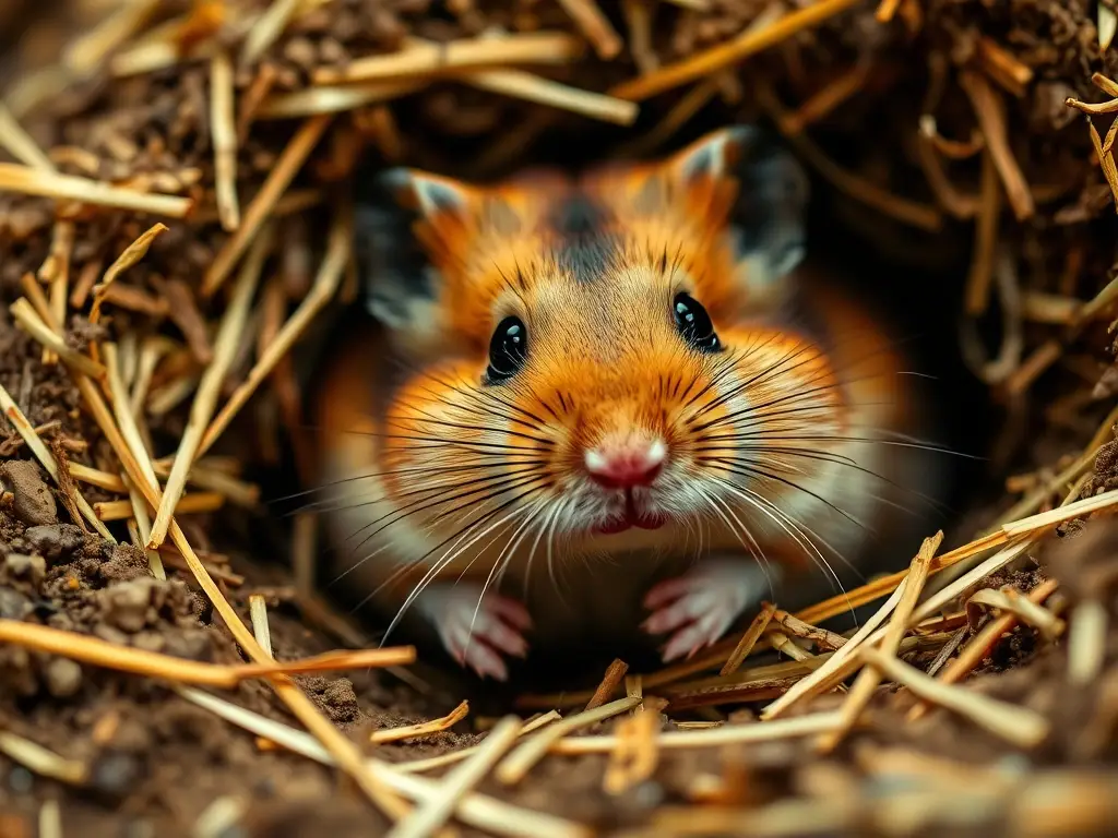 Fotografía realista de un hamster excavating en un monumento con diseño detallado