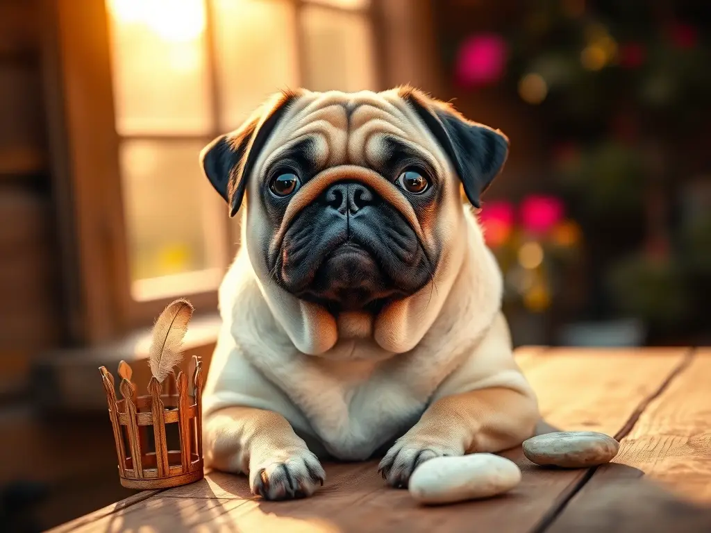 Un carismático pug masculino posa orgulloso