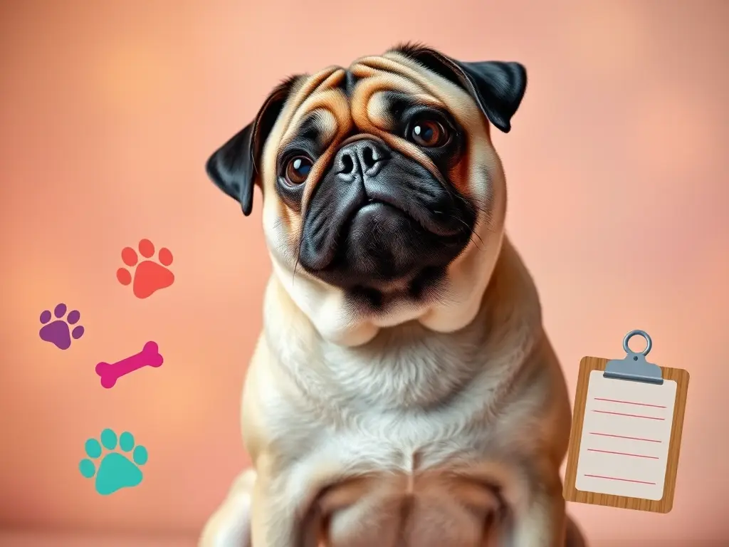 Pug carismático sentado
