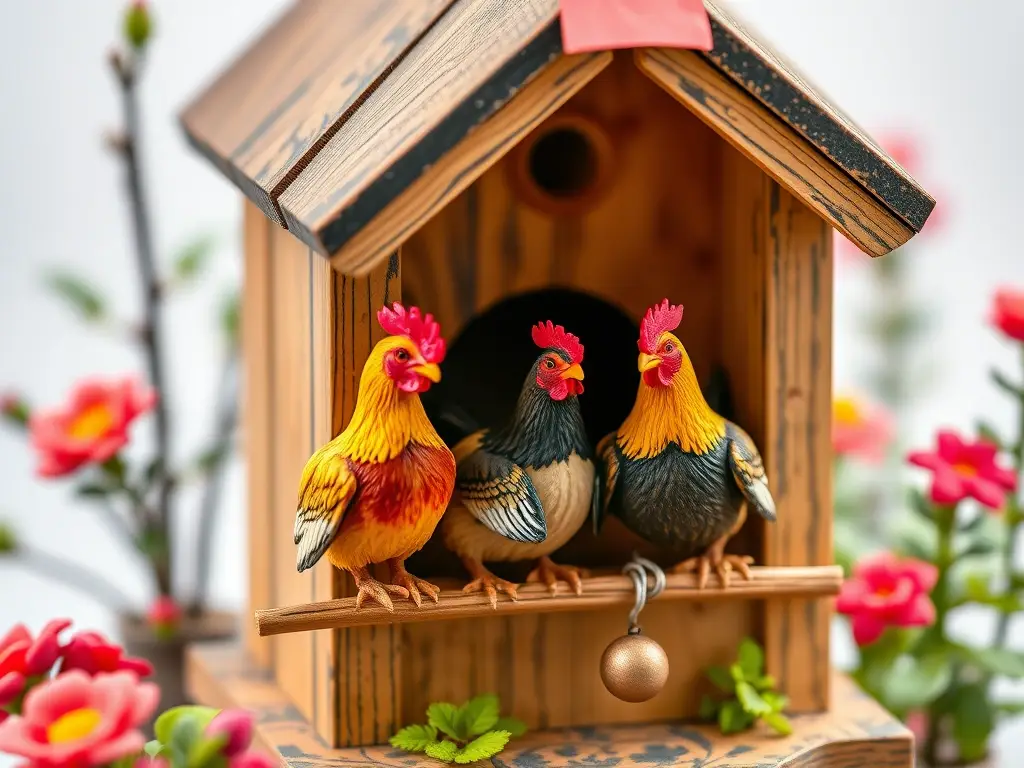 Foto realista de un baúl de pájaros vintage con aves coloridas