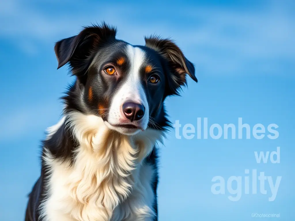Fotografía realista de un Border Collie con inteligencia y agilidad, tranquilo