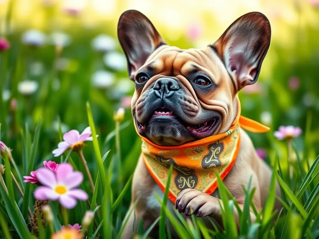 Aquí te va la respuesta:Fotorealista de un bulldog francés con pañuelo