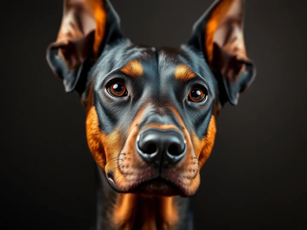 Capa de un artículo sobre Doberman con foto detallada y retrato