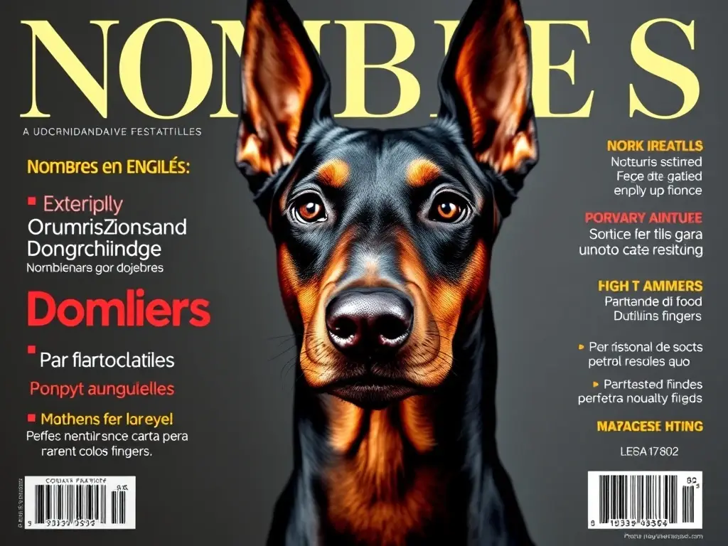 Fotografía realista del Doberman con una postura profesional y juguetona para un artículo sobre nombres de Doberman